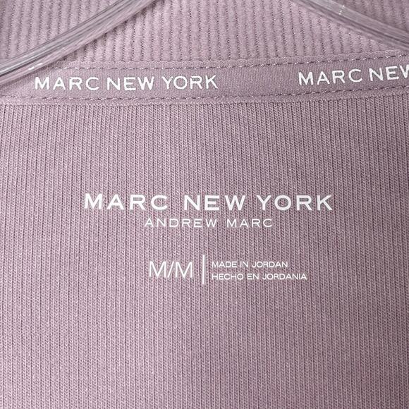 Marc New York Women's Sweater M Purple 1/4 Zip Ribbed Knit Long Sleeve Mock Neck - Picture 6 of 8